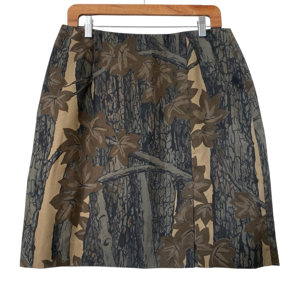 Winchester TreBark Camo Mini Skirt size Brown Gray Camouflage Fabric sz 14